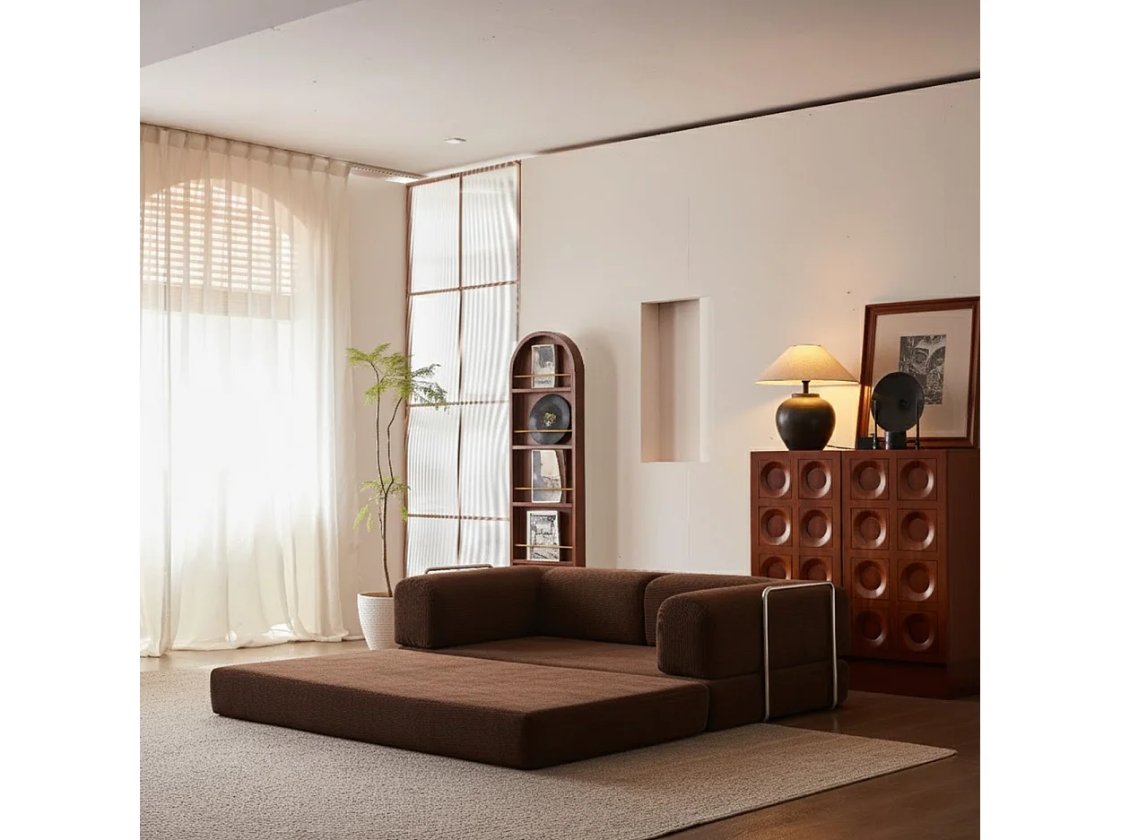 Canapé Kaia 2 places Convertible chocolat noir et beige