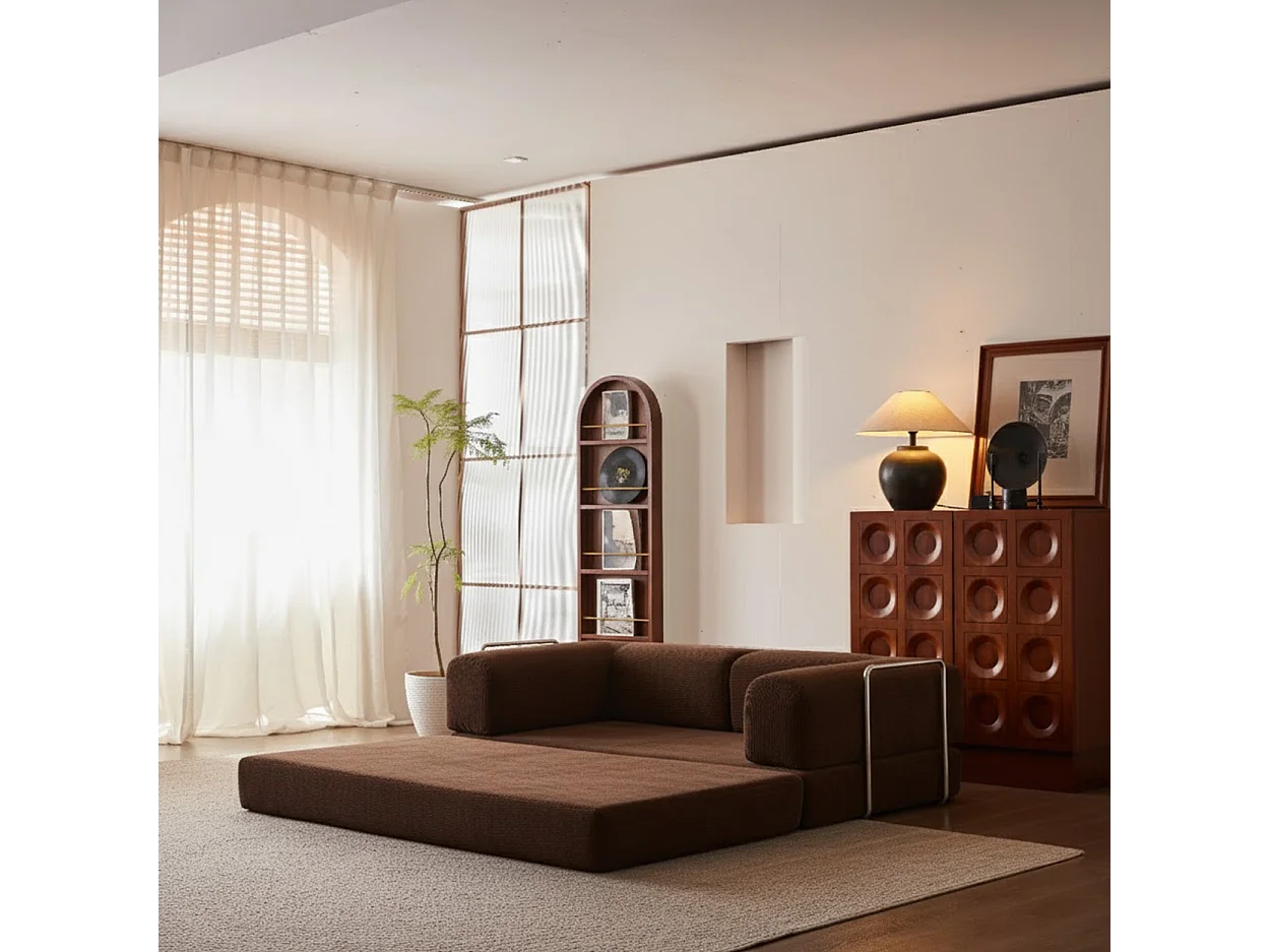 Canapé Kaia 2 places Convertible chocolat noir et beige