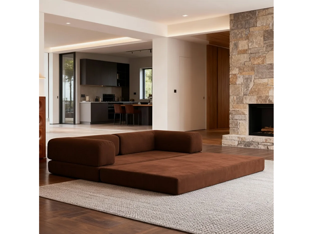 Canapé Kaia 2 places Convertible chocolat noir et beige