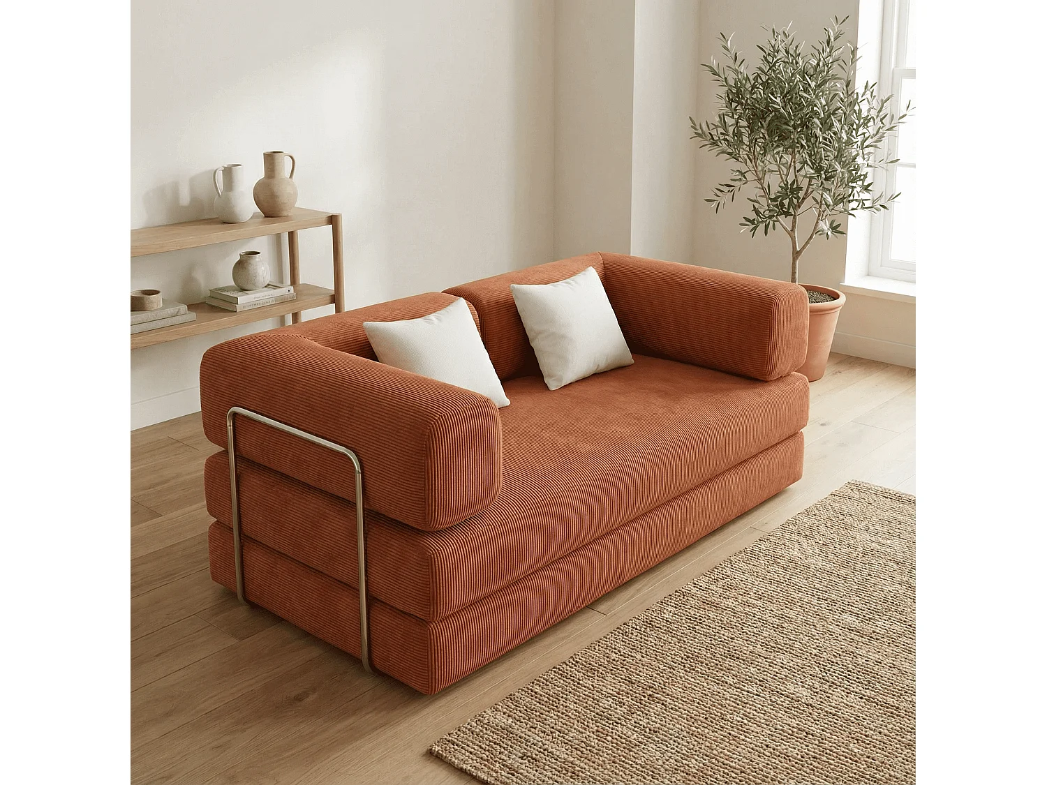 Canapé Kaia Convertible 2 places mango/blanc