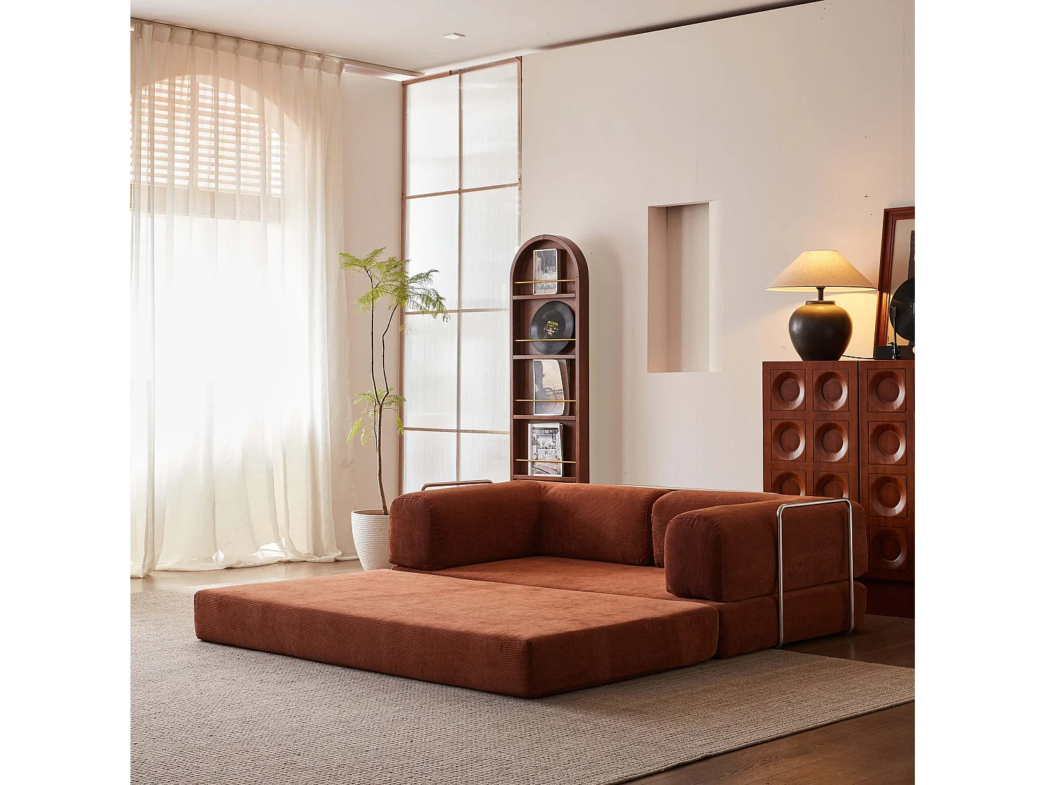 Canapé Kaia Convertible 2 places mango/blanc