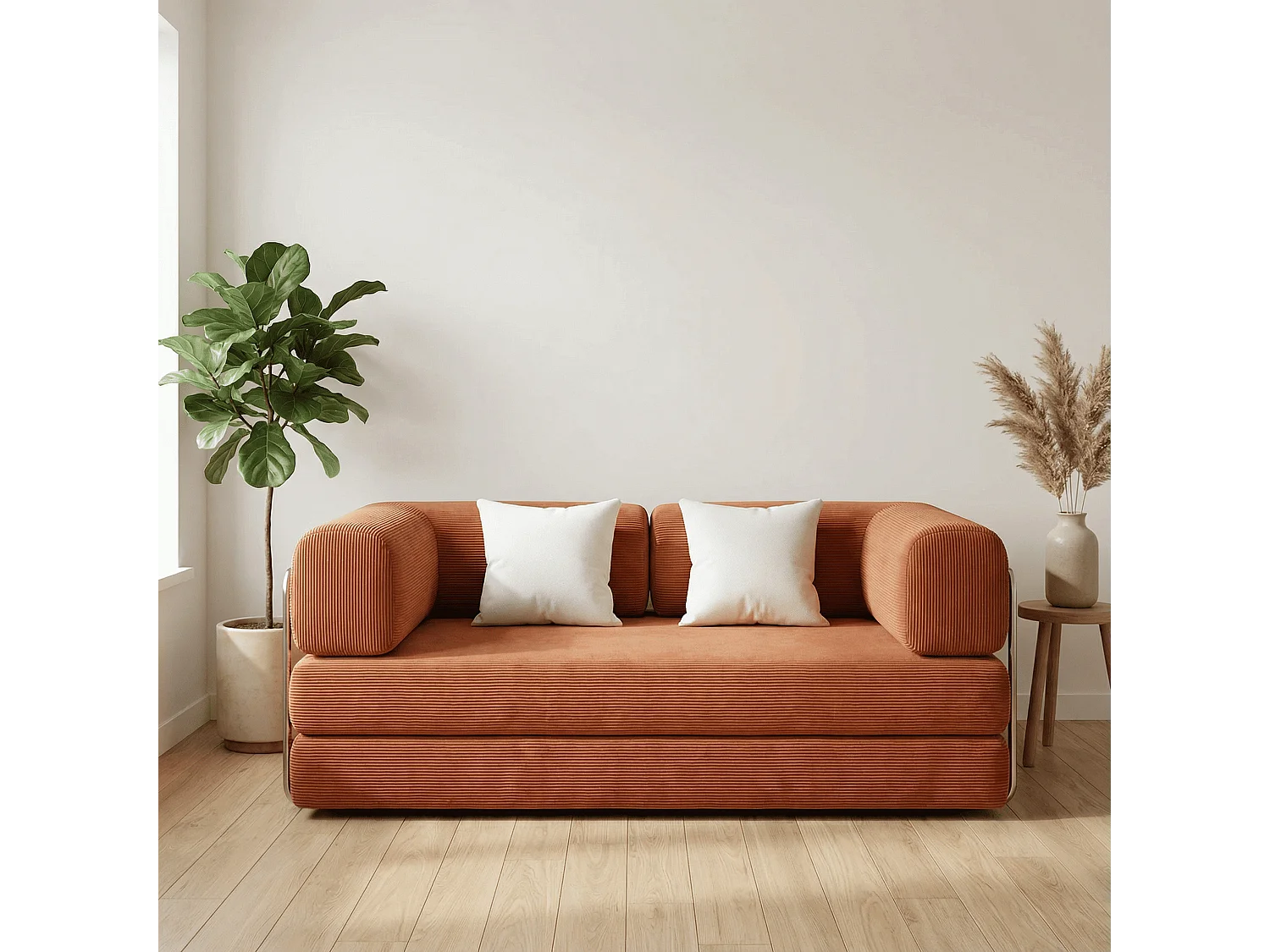 Canapé Kaia Convertible 2 places mango/blanc