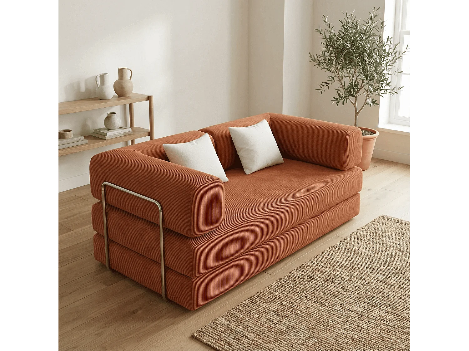 Canapé Kaia Convertible 2 places mango/blanc