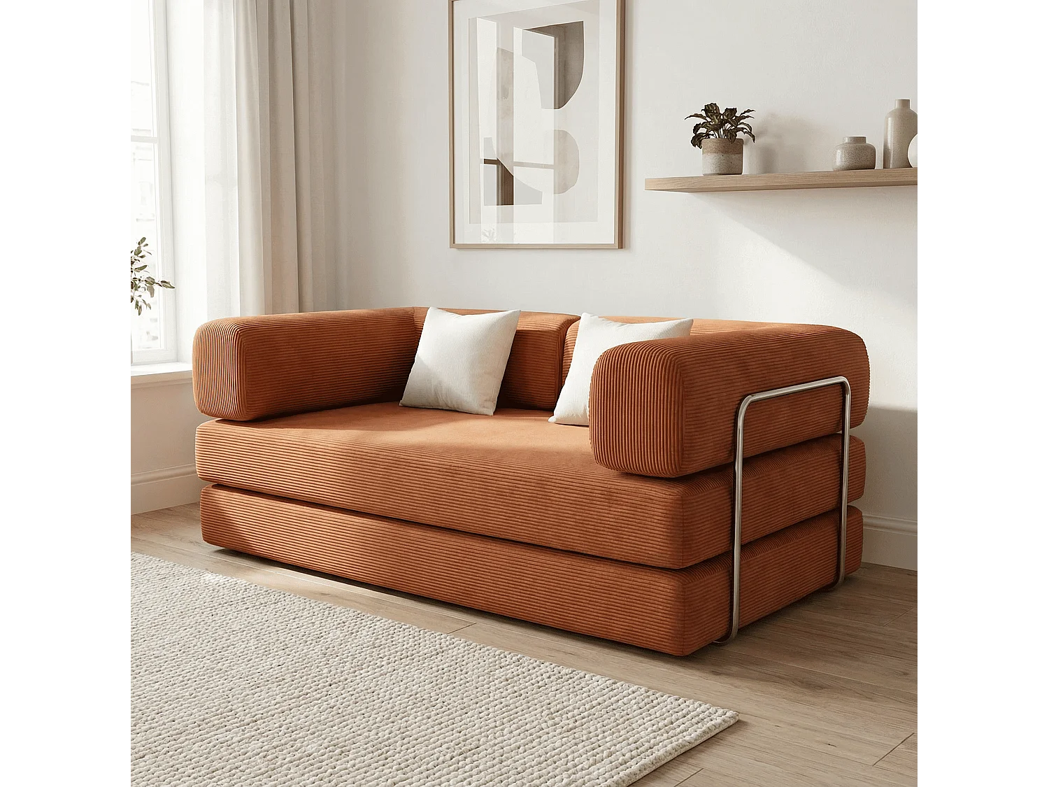 Canapé Kaia Convertible 2 places mango/blanc