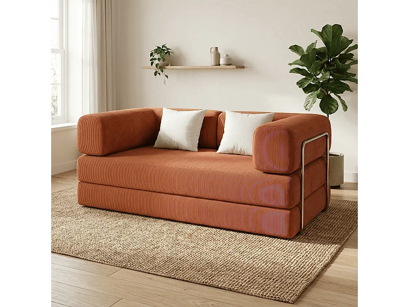 Canapé Kaia Convertible 2 places mango/blanc