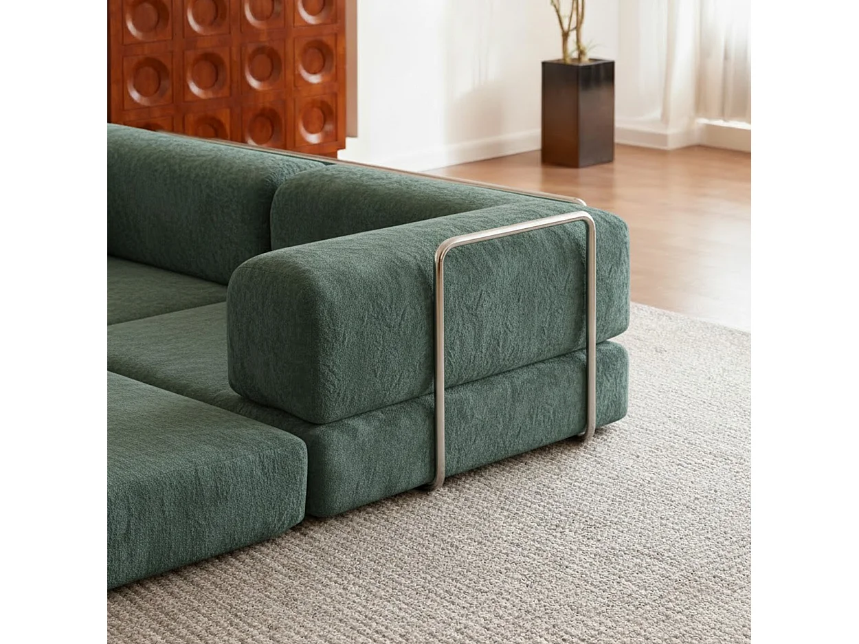 Canapé Kaia Convertible 2 places  velours cottelé - sauge et  blanc