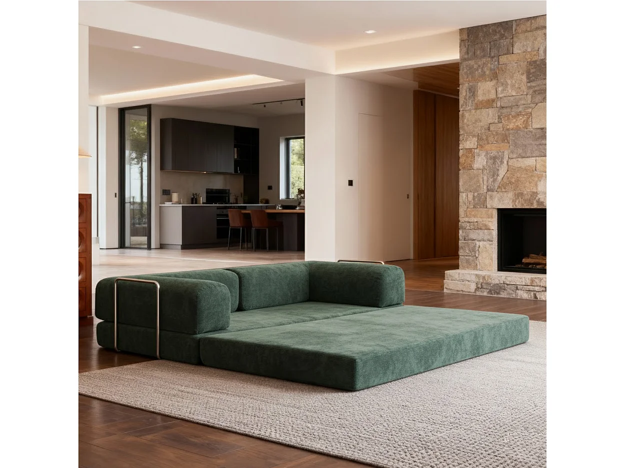 Coco Living Kaia Schlafsofa - Salbei Weiß Samt