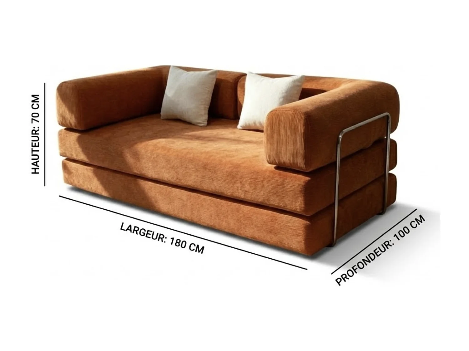 Coco Living Canapé Kaia Convertible 2 places  velours cottelé - sauge et  blanc