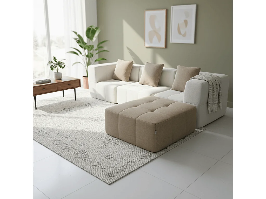 Canapé convertible Eden Complet 3 places - blanc sable