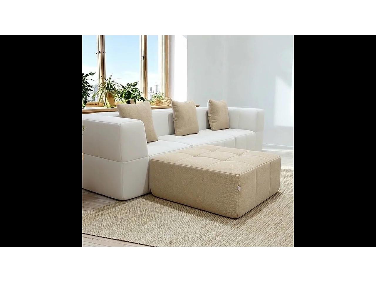 Coco Living Canapé convertible Eden Complet 3 places - blanc sable