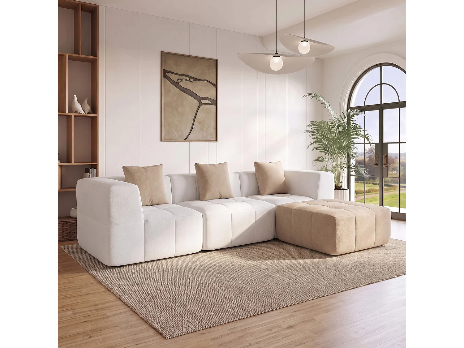 Coco Living Eden Simple 3-zitsbank - Wit Zand - 272 X 92 X 71 Cm