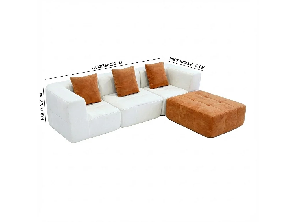 Coco Living Eden Simple 3-zitsbank - Wit Zand - 272 X 92 X 71 Cm