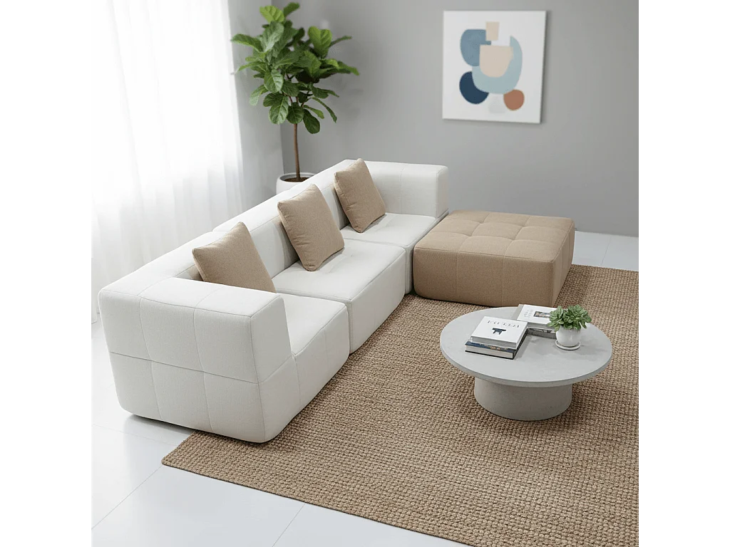 Coco Living Canapé convertible Eden Complet 3 places - blanc sable