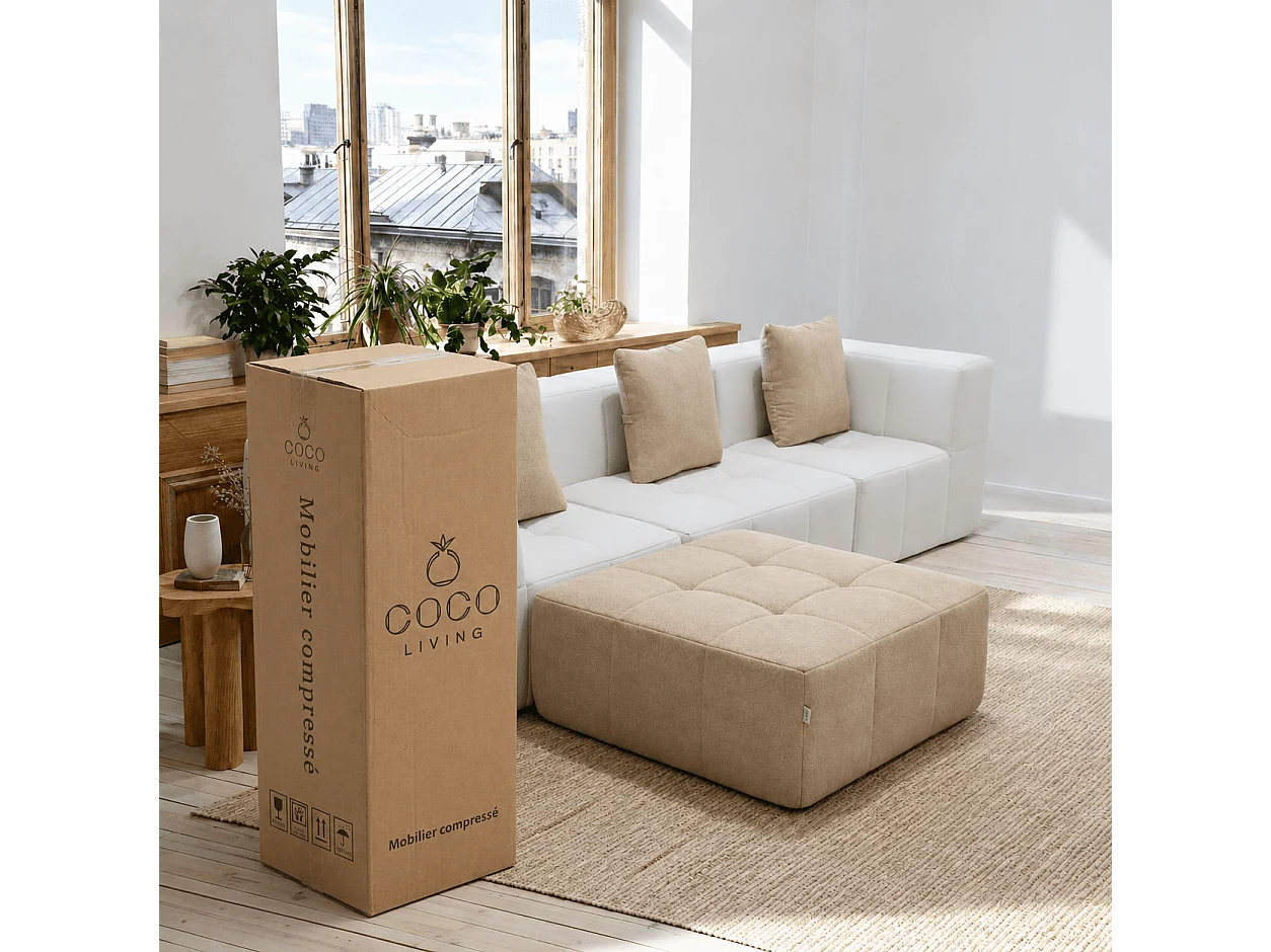 Coco Living Eden Simple 3-zitsbank - Wit Zand - 272 X 92 X 71 Cm