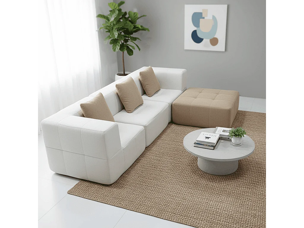 Coco Living Eden Simple 3-zitsbank - Wit Zand - 272 X 92 X 71 Cm