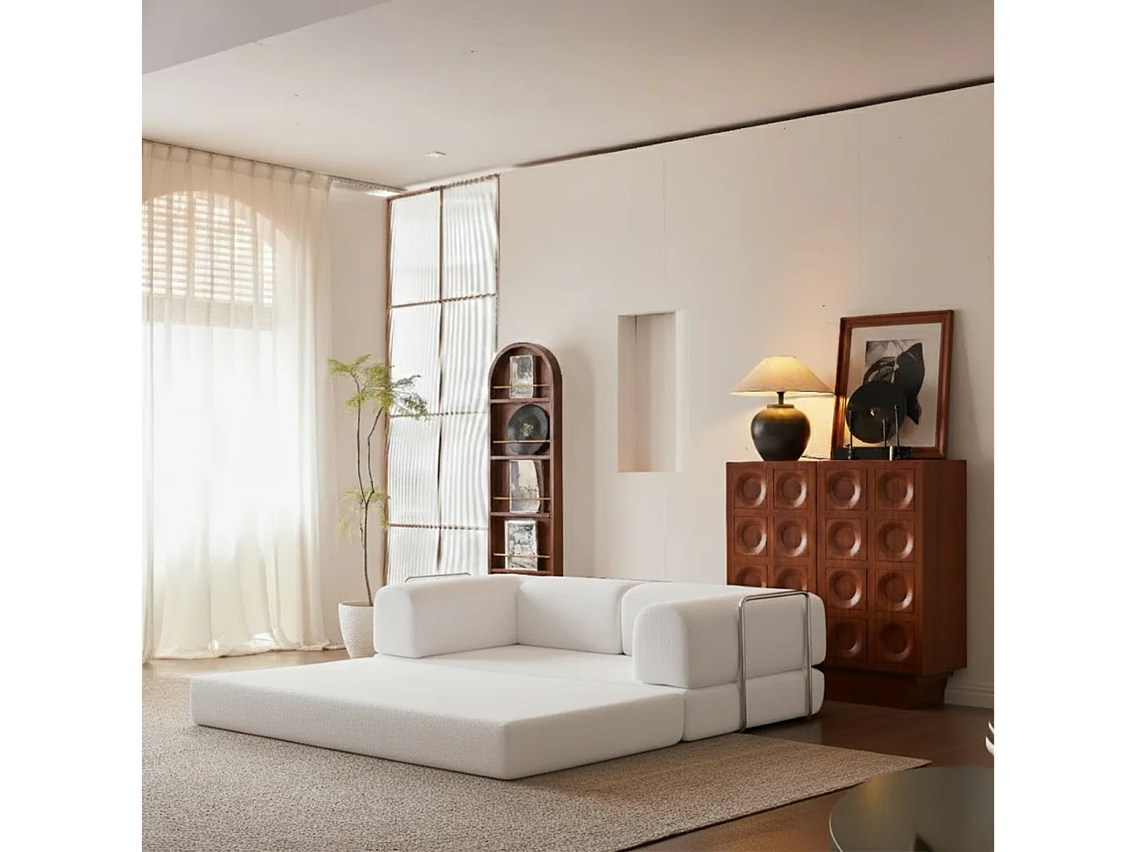 Coco Living Sofa rozkładana Kaia – biały/piaskowy