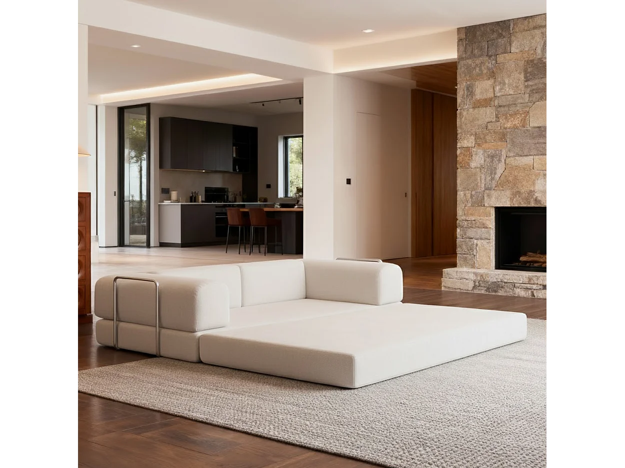 Canapé Kaia 2 places Convertible blanc/beige