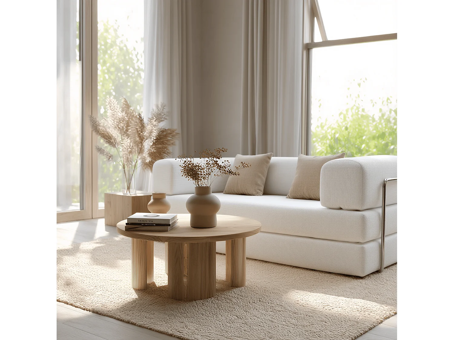 Coco Living Sofa rozkładana Kaia – biały/piaskowy