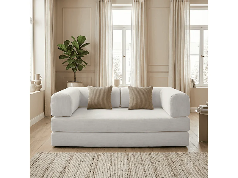 Canapé Kaia 2 places Convertible blanc/beige