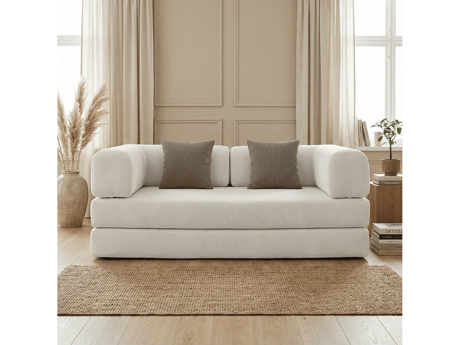 Coco Living Canapé Kaia Convertible - blanc/marron