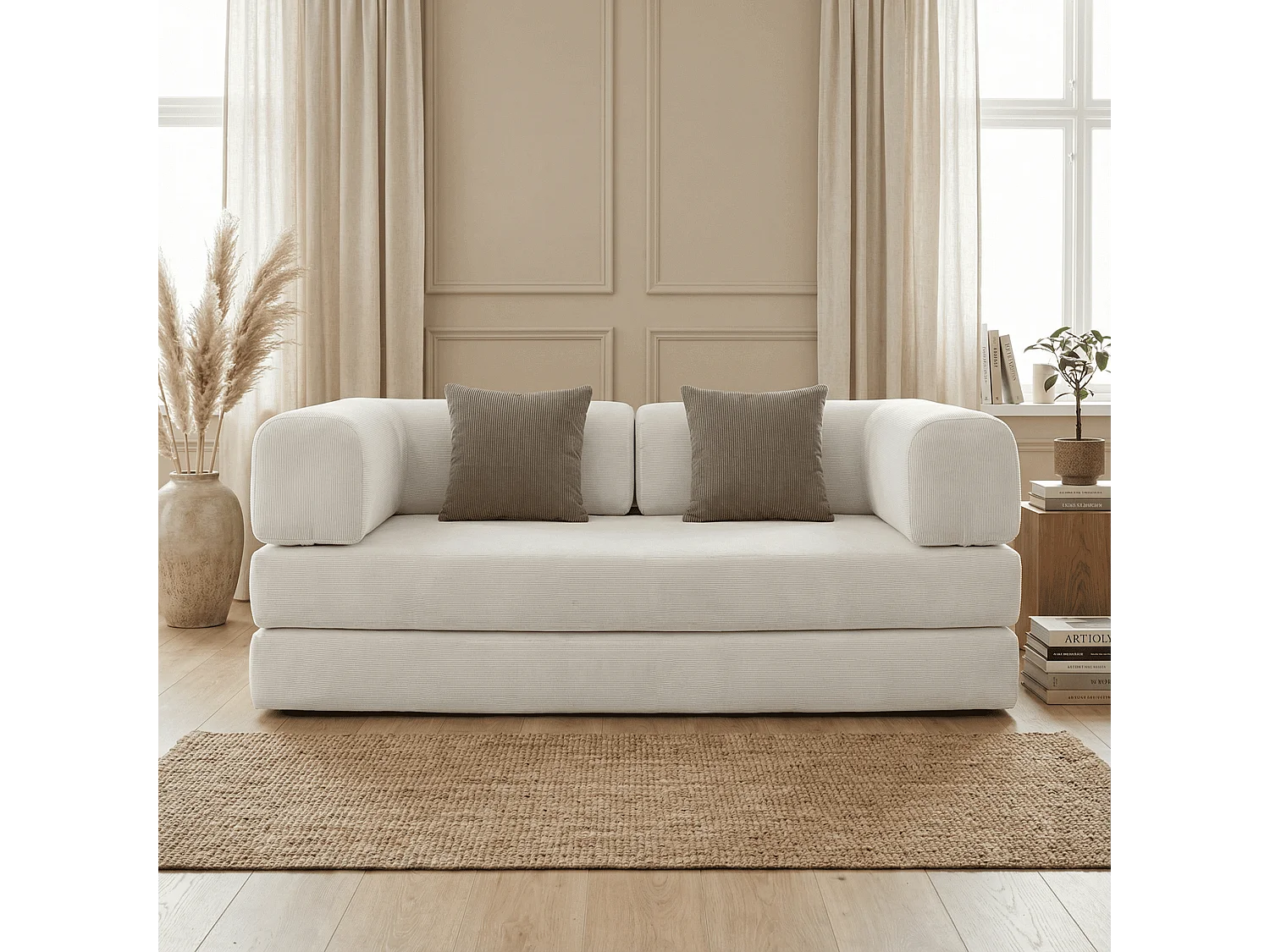 Coco Living Canapé Kaia Convertible - blanc/marron