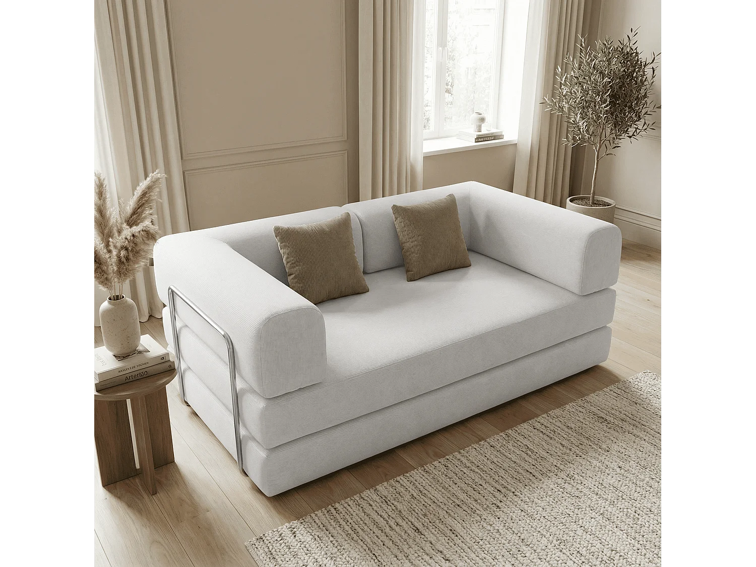 Coco Living Canapé Kaia Convertible - blanc/marron