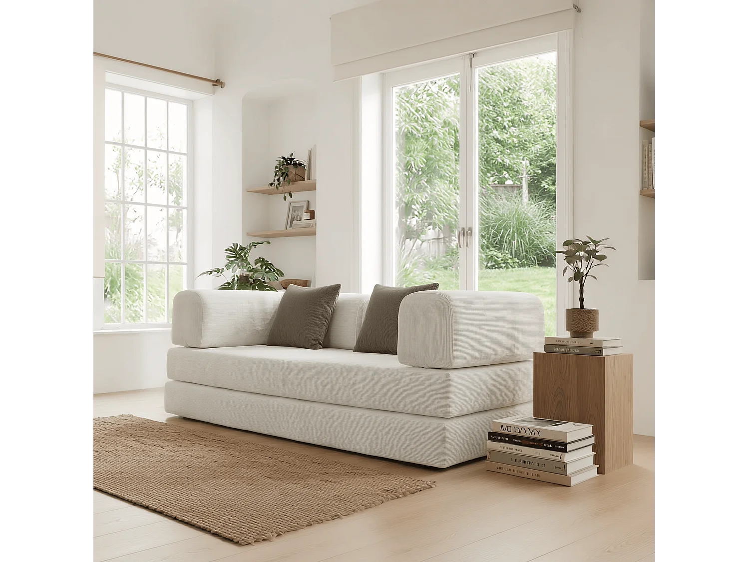 Coco Living Canapé Kaia Convertible - blanc/marron