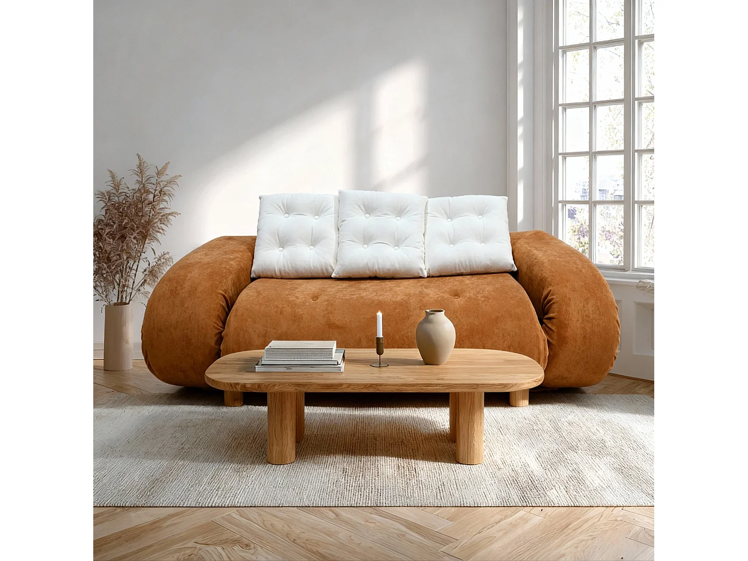 Coco Living Canapé Convertible Okoa 2 places - orange blanc