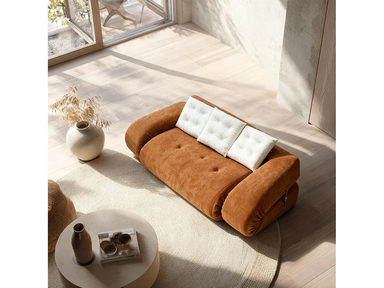 Coco Living Canapé Convertible Okoa 2 places - orange blanc