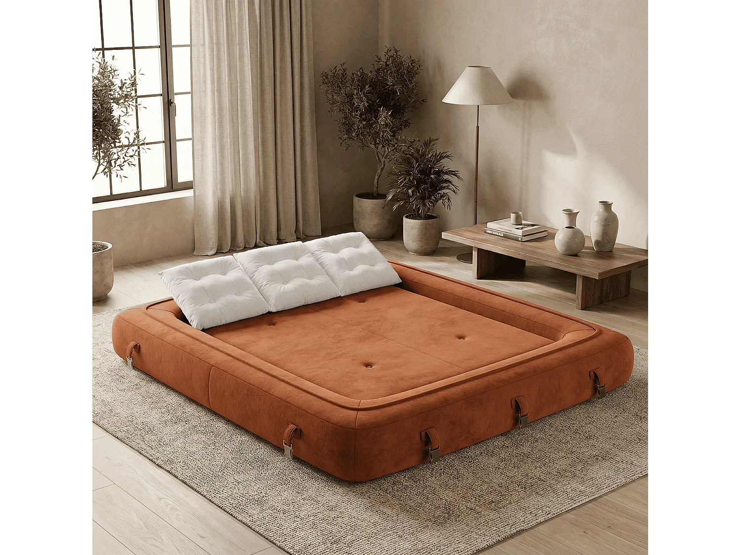 Coco Living Canapé Convertible Okoa 2 places - orange blanc
