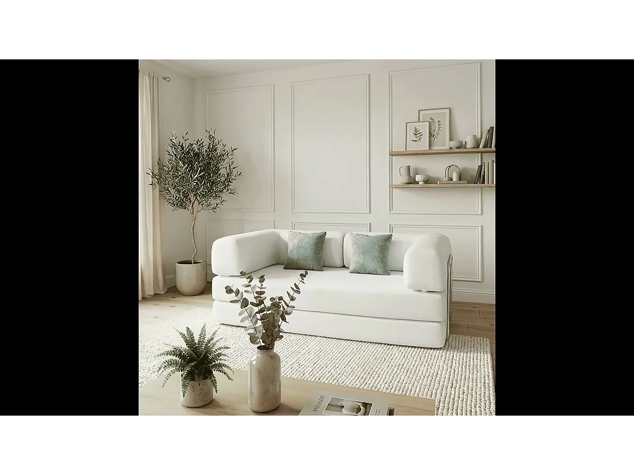 Coco Living Canapé Kaia Convertible - blanc/sauge