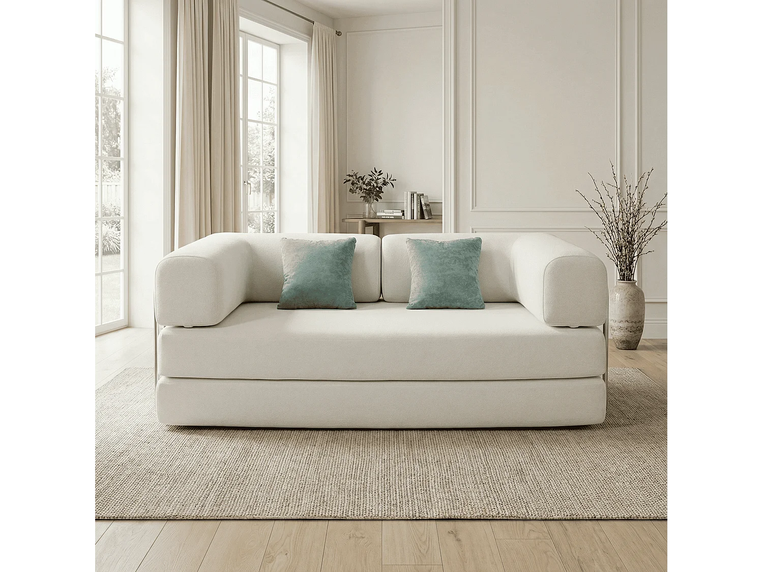 Coco Living Canapé Kaia Convertible - blanc/sauge