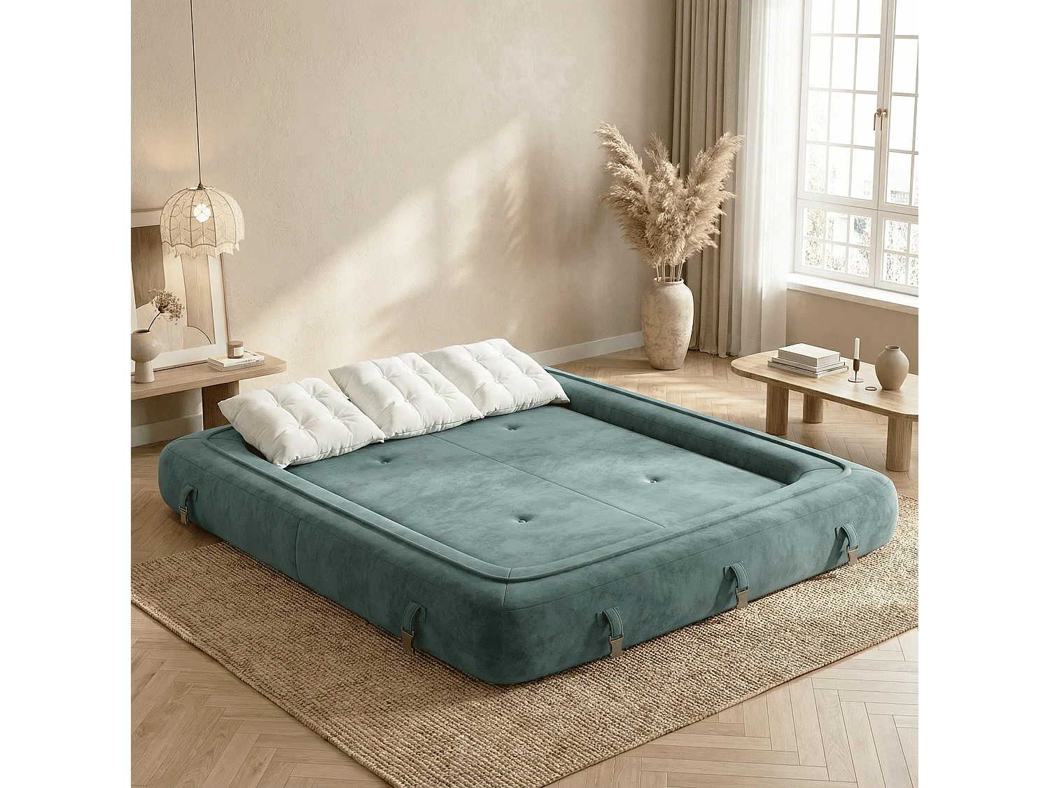 Canapé Convertible Okoa Sauge/blanc