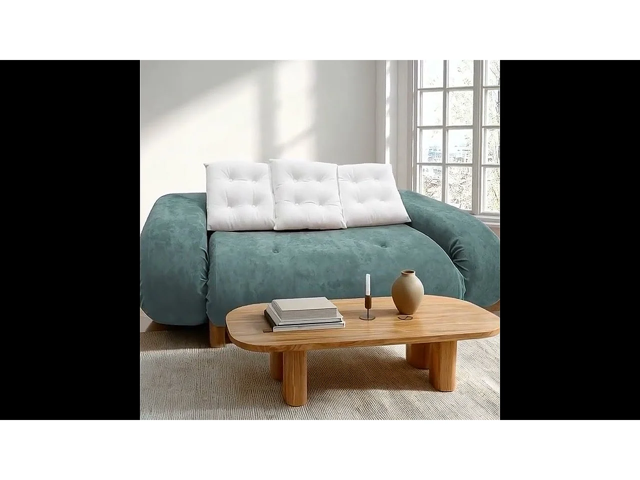 Coco Living Canapé Convertible Okoa Sauge/blanc