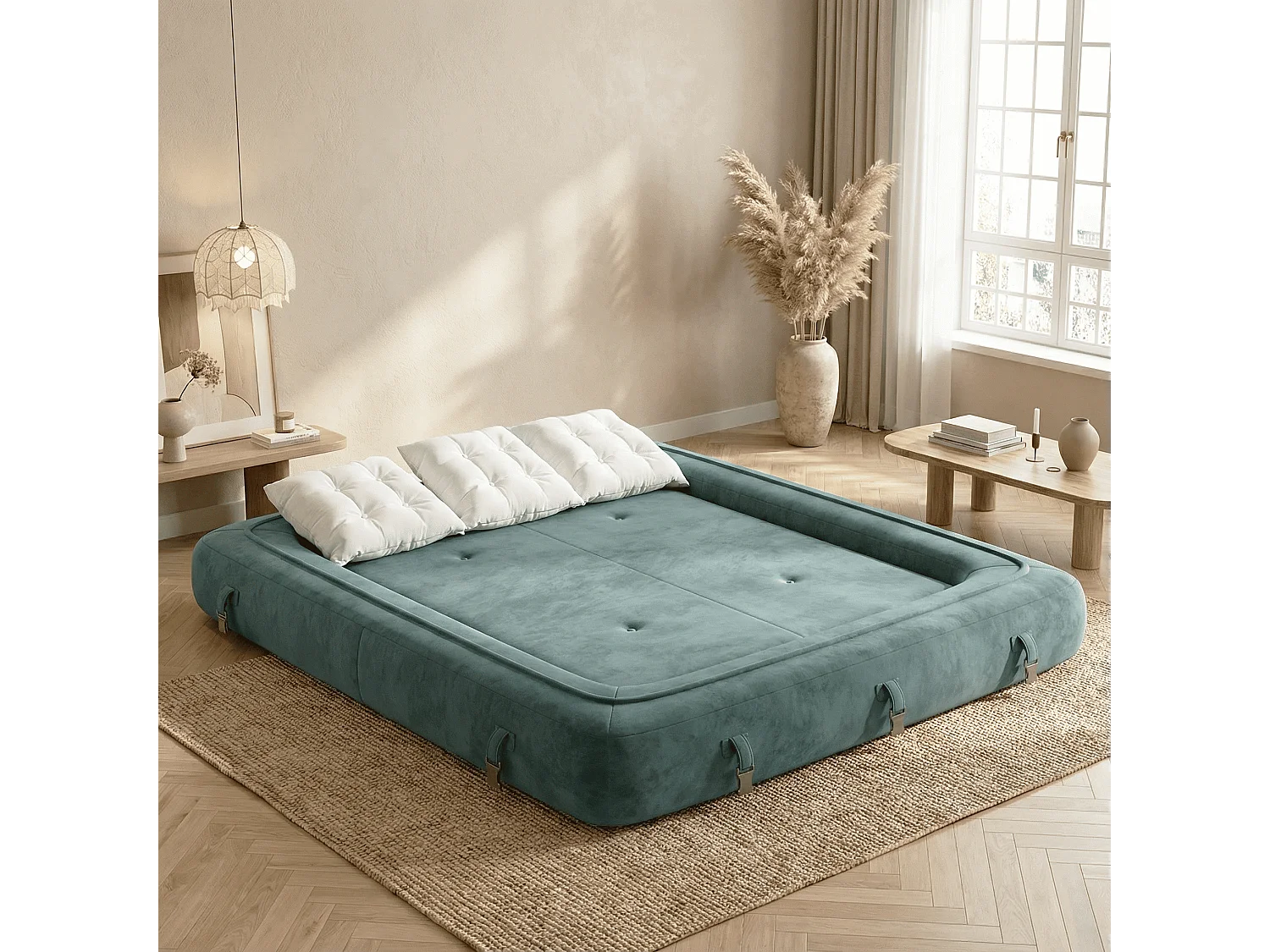 Canapé Convertible Okoa Sauge/blanc