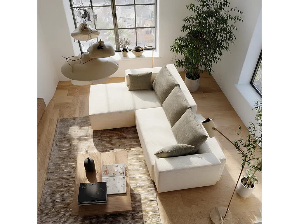 Sofa do salonu Luna 3-osobowa – biały piaskowy lewa