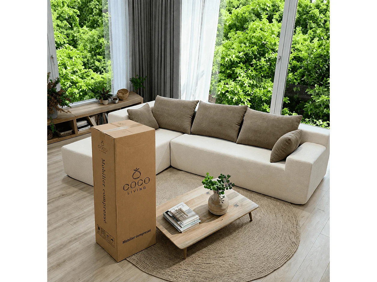 Coco Living Luna Hoekbank 3-zits - Wit Zand Links - 267 X 175 X 70 Cm