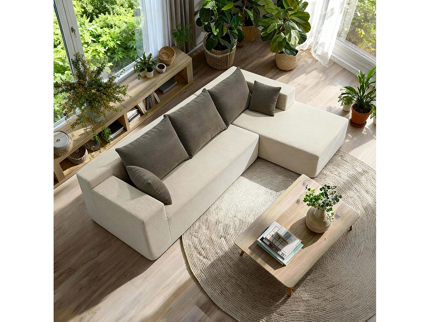 Wohnzimmersofa Luna 3-Sitzer - Sand Braun Rechts