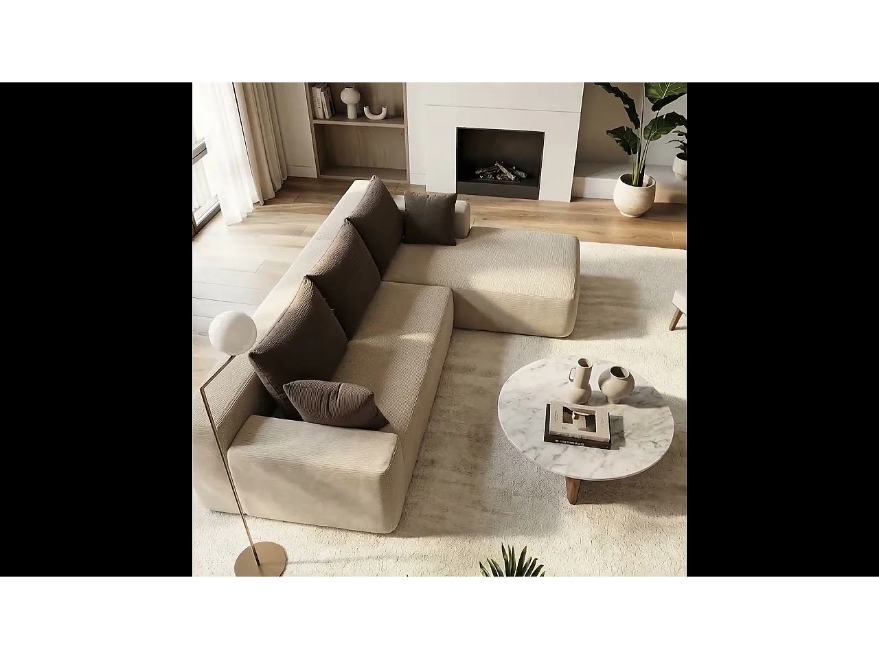 Coco Living Canapé Luna 3 places - Sable Marron Droite