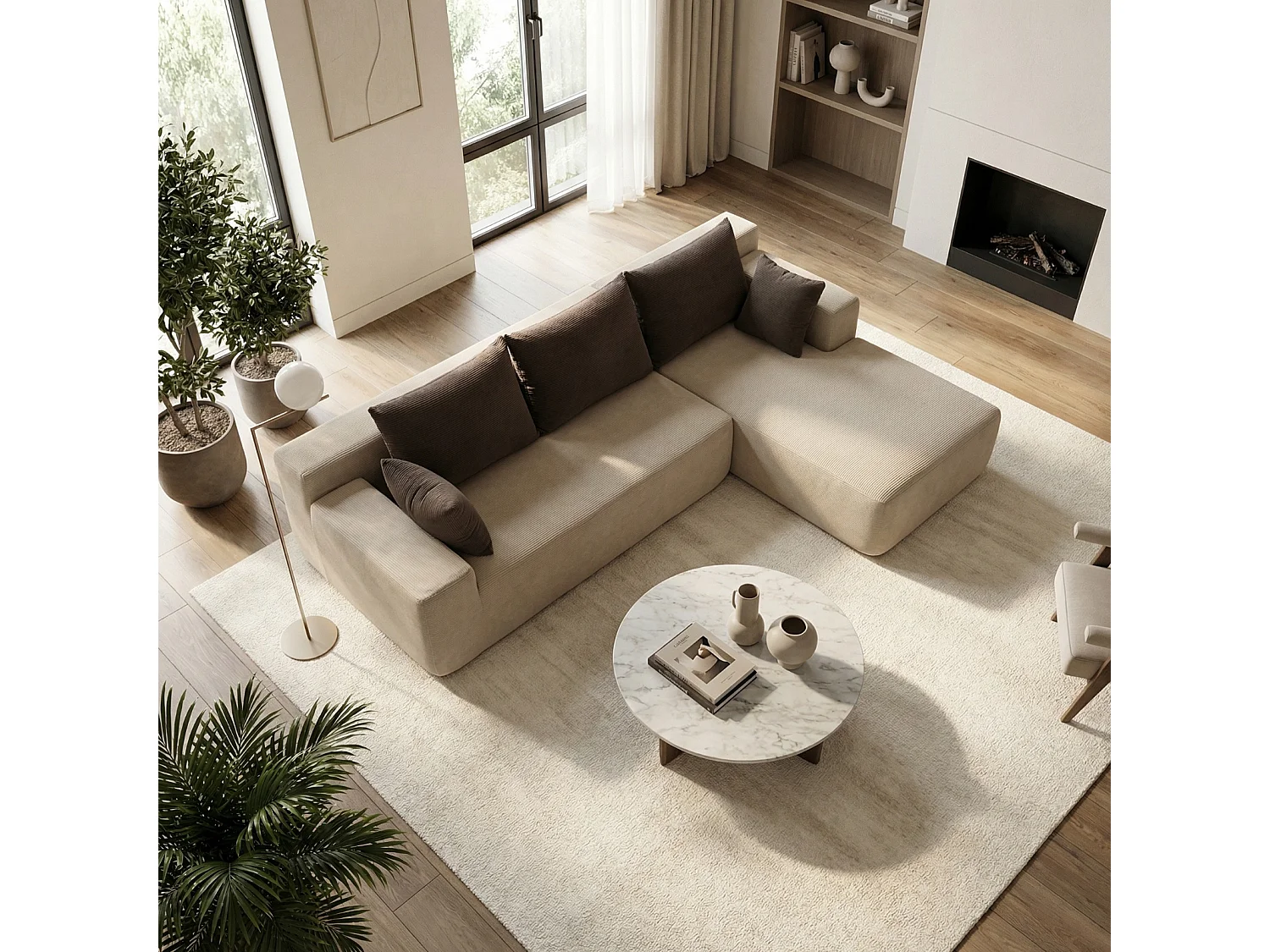 Coco Living Wohnzimmersofa Luna 3-Sitzer - Sand Braun Rechts