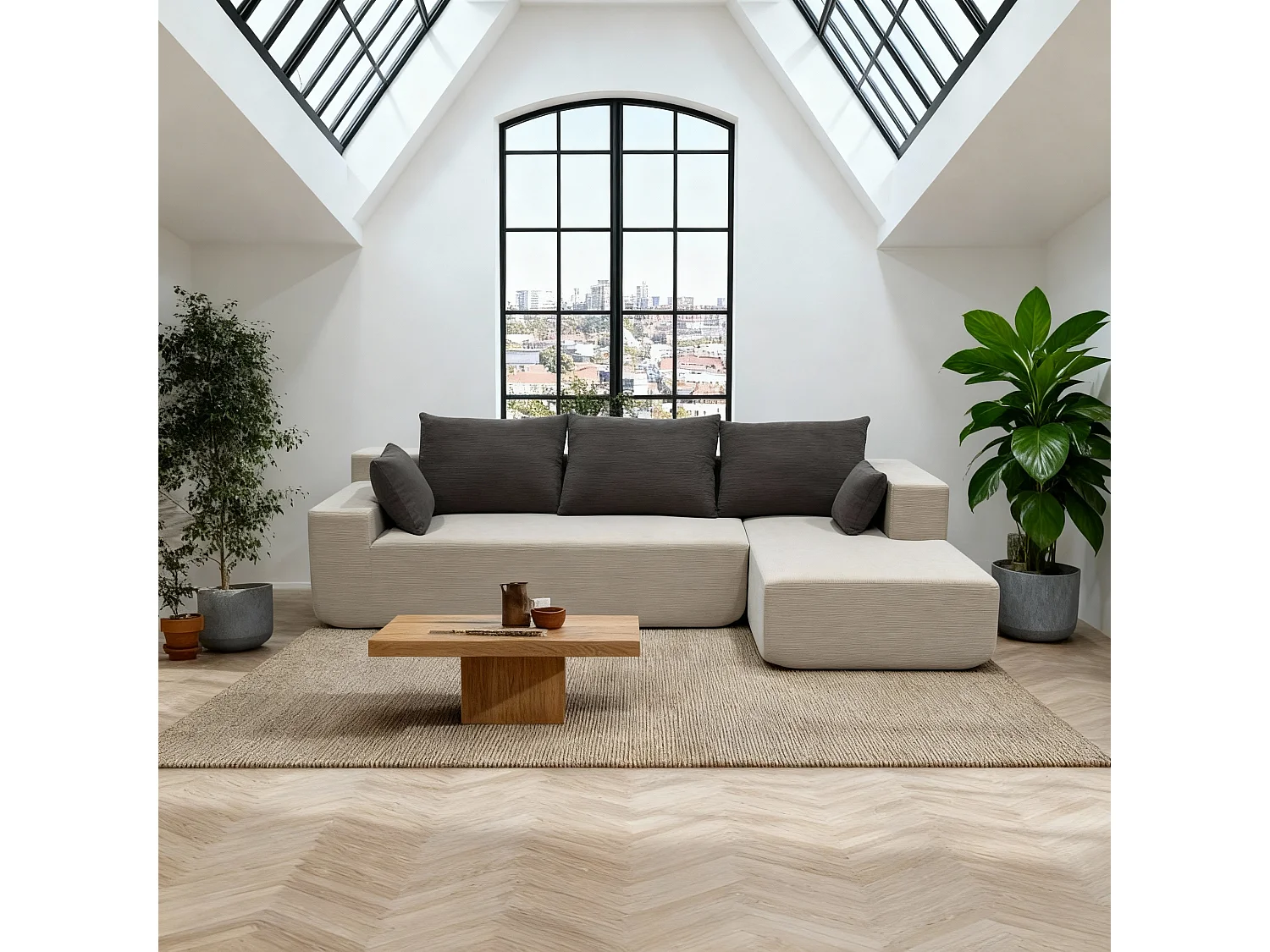 Coco Living Wohnzimmersofa Luna 3-Sitzer - Sand Braun Rechts