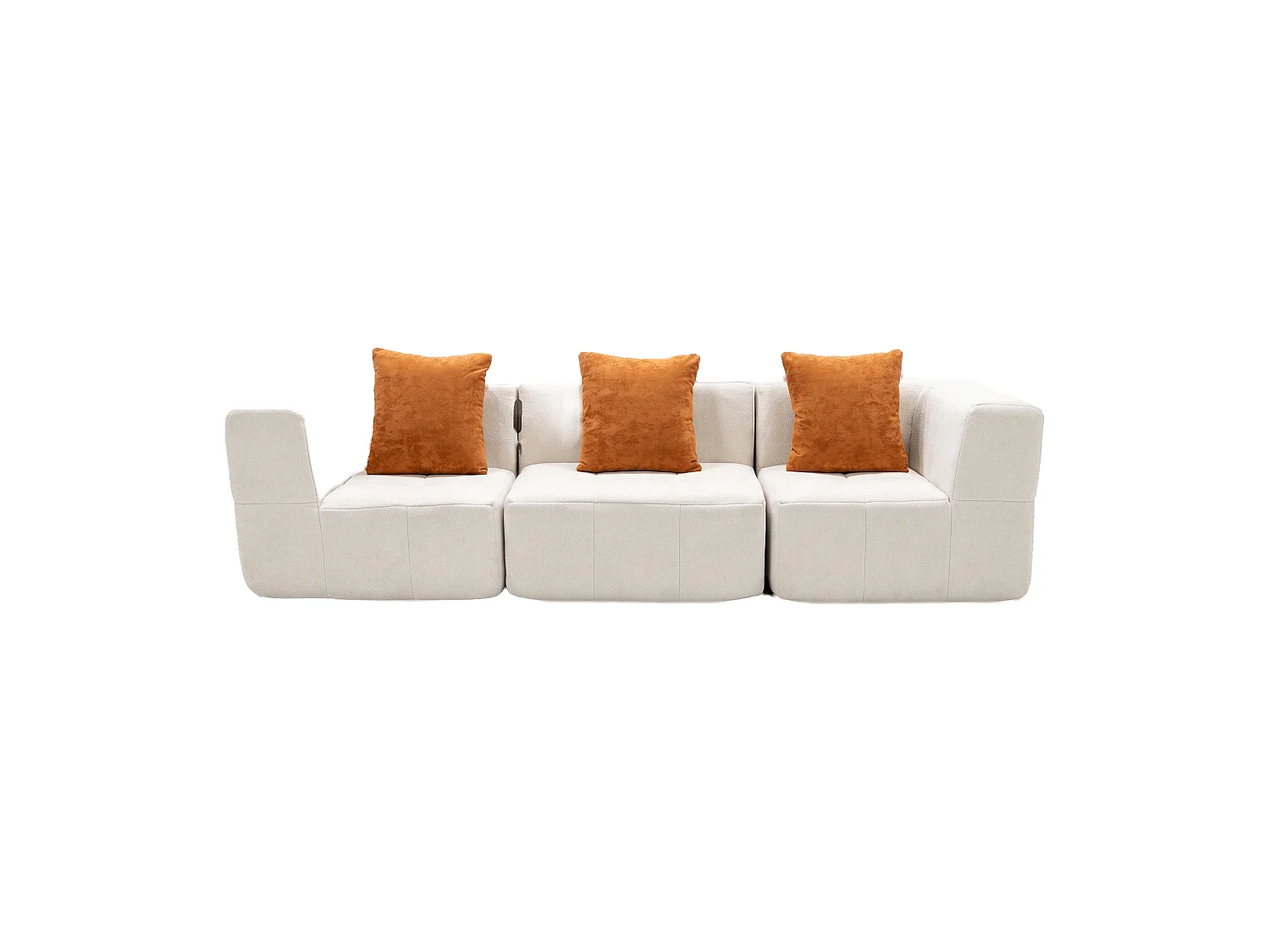 Coco Living Eden Simple 3-Seater Sofa in Flannel - White and Orange