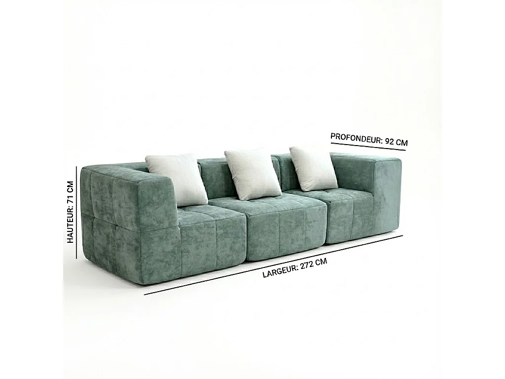 Coco Living Eden Simple 3-Seater Sofa in Flannel - White and Orange
