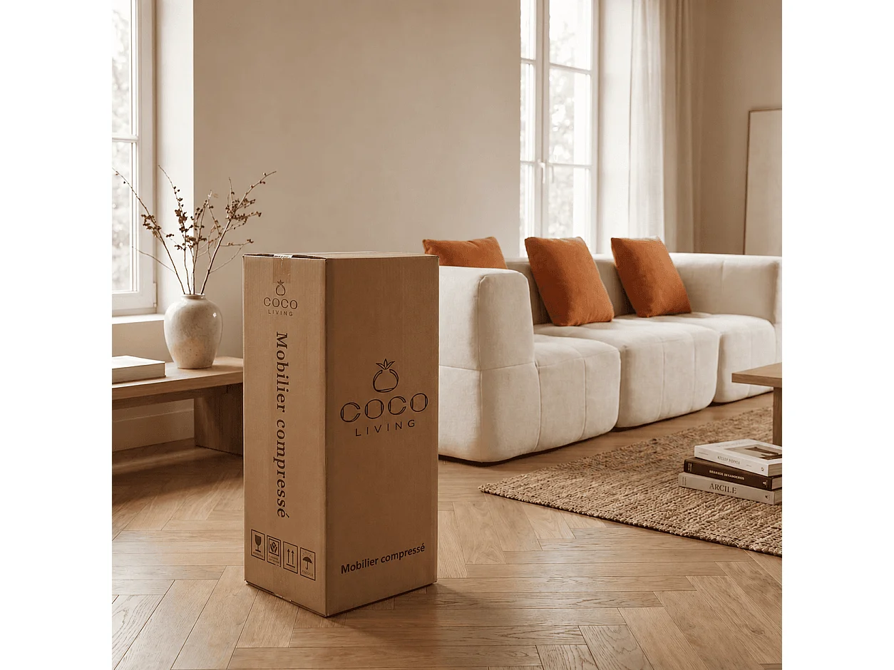 Coco Living Eden Simple 3-Seater Sofa in Flannel - White and Orange