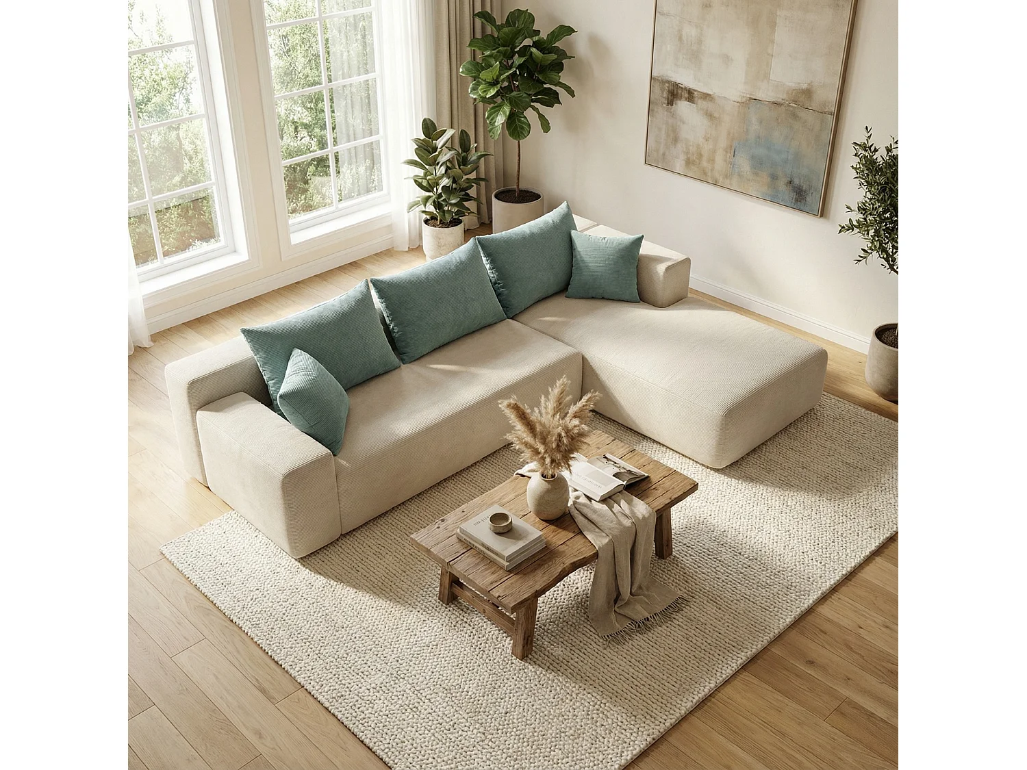 Coco Living Canapé Luna Blanc 3 places - Sauge Droite