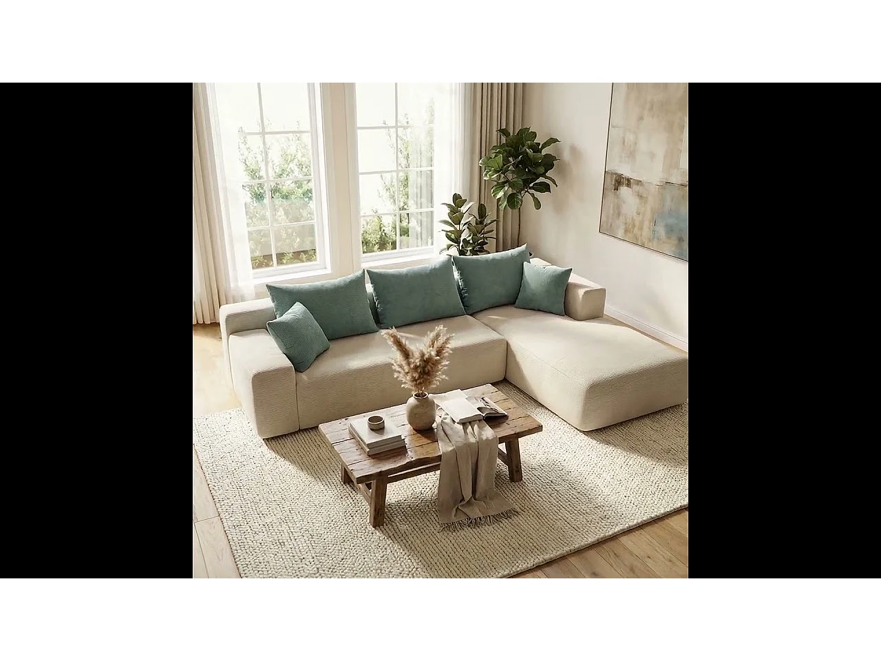 Coco Living Canapé Luna Blanc 3 places - Sauge Droite