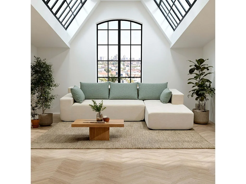 Coco Living Wohnzimmersofa Luna Weiß 3-Sitzer - Salbei Rechts