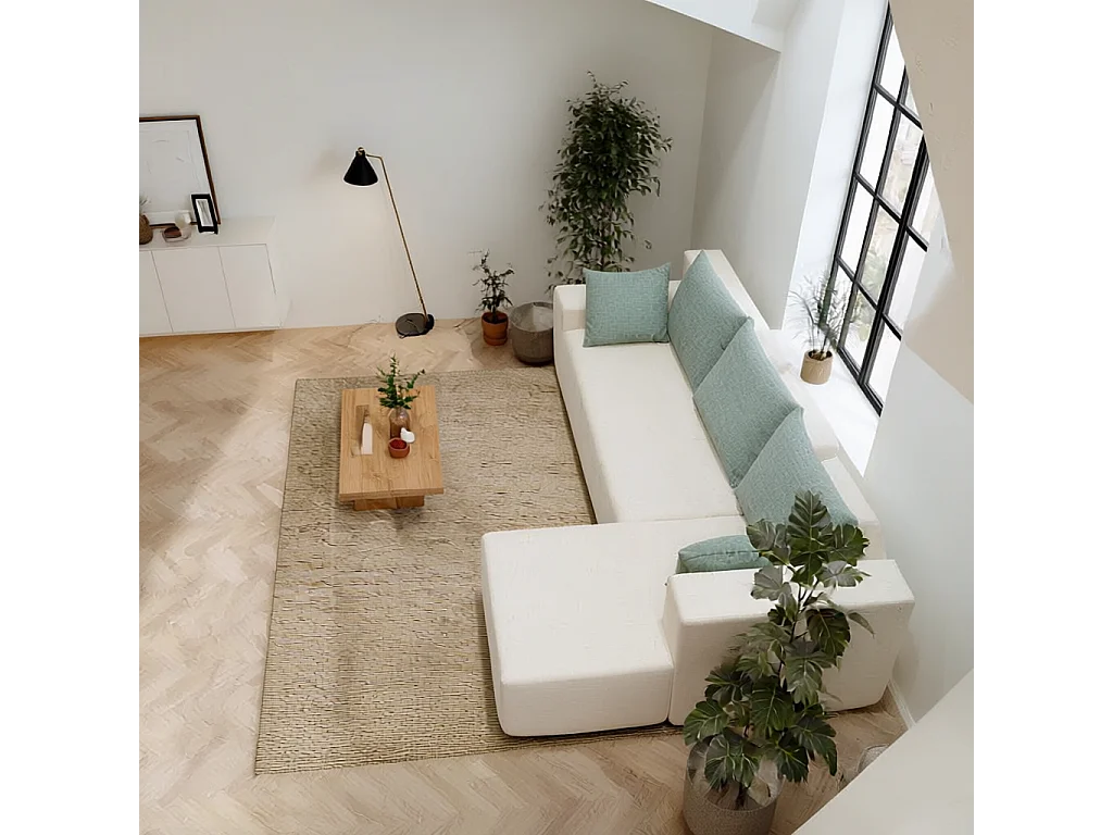 Coco Living Canapé Luna Blanc 3 places - Sauge Droite