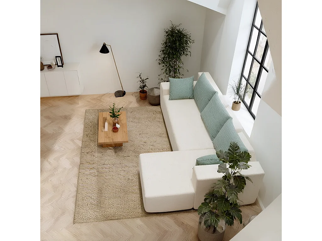 Coco Living Wohnzimmersofa Luna Weiß 3-Sitzer - Salbei Rechts