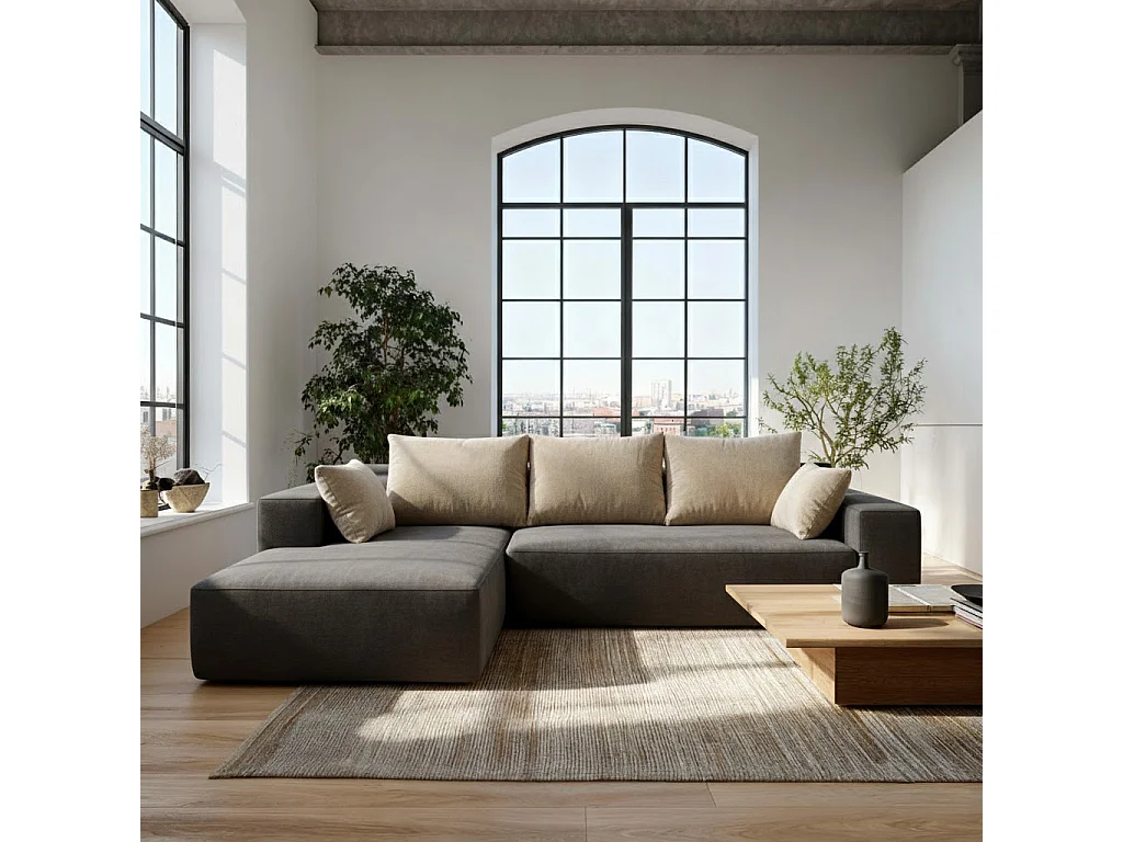 Wohnzimmersofa Luna 3-Sitzer - Braun Sand Links